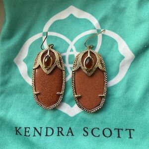 Kendra Scott Gold and burnt orange Danielle original earrings! Original pouch!
